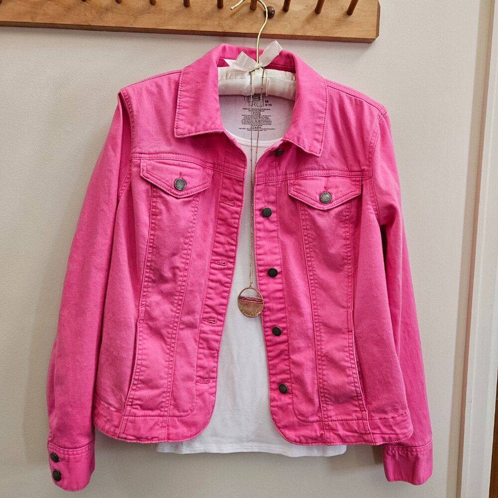 Women's Pink Jean Jacket - Size S - Picture 15 of 16